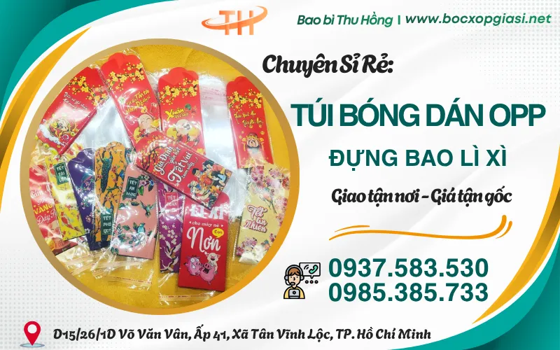 Nhận bỏ sỉ túi bóng đựng bao lì xì Tết 2026 giá tốt