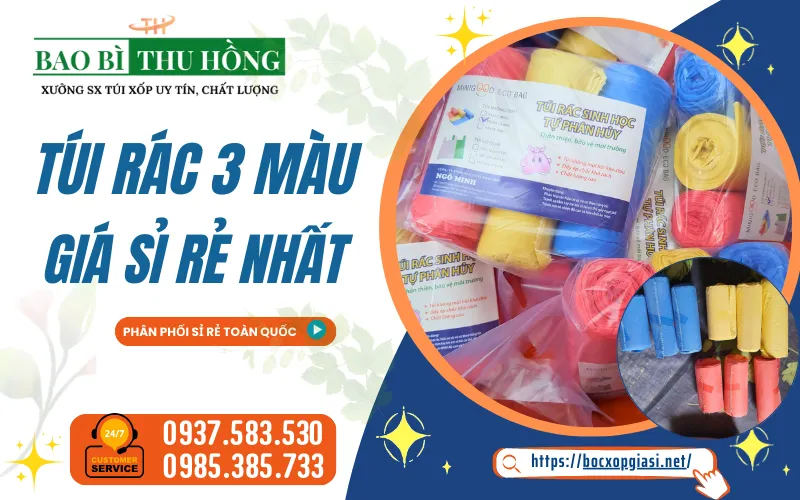 Nhà cung cấp túi rác cuộn 3 màu giá sỉ tốt nhất