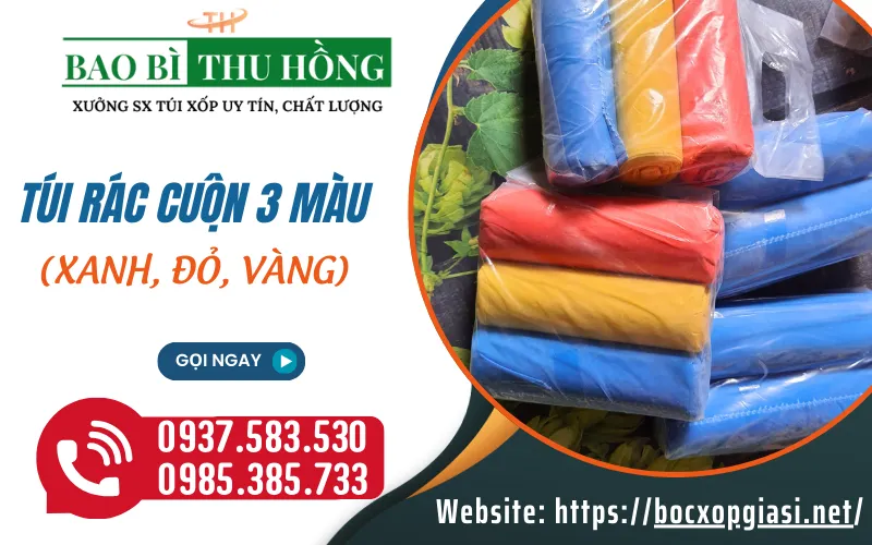 Túi rác cuộn 3 màu đủ size giá sỉ rẻ giao hàng tận nhà
