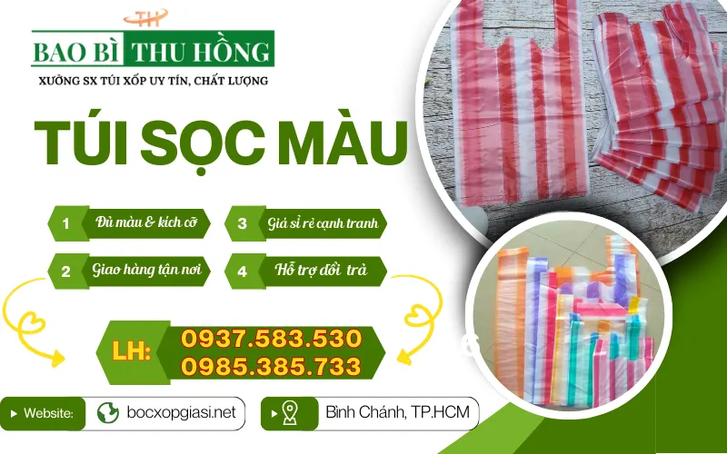 Túi Xốp 2 Quai Sọc Màu Dày Dặn Siêu Bền – Sản Phẩm Được Ưa Chuộng Hiện Nay