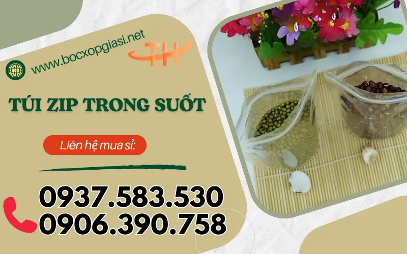 Túi zipper trong giá sỉ rẻ đáy đứng sang trọng dễ dùng