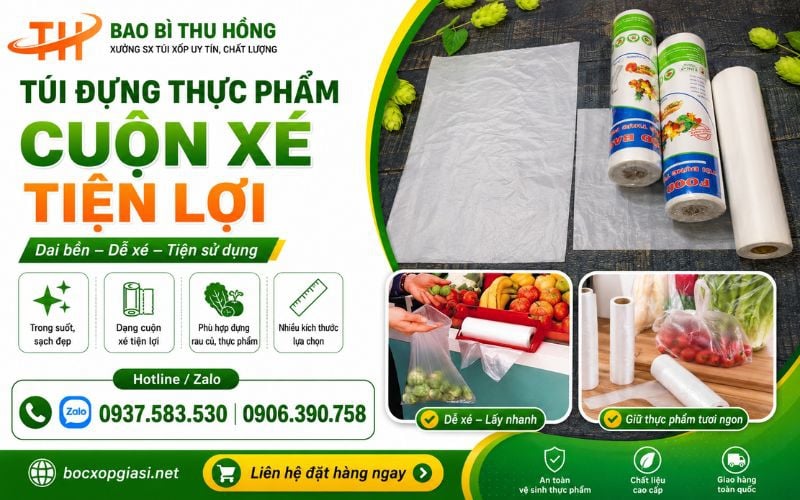 Túi xé siêu thị đựng thực phẩm giá sỉ tận kho giao hàng tận nhà