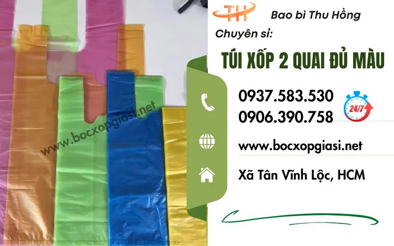 Kho sỉ túi xốp 2 quai đủ loại đủ màu và kích cỡ giá xưởng
