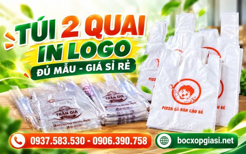 Túi Xốp 2 Quai In Logo Giá Sỉ – Trắng Trong, Trắng Sữa