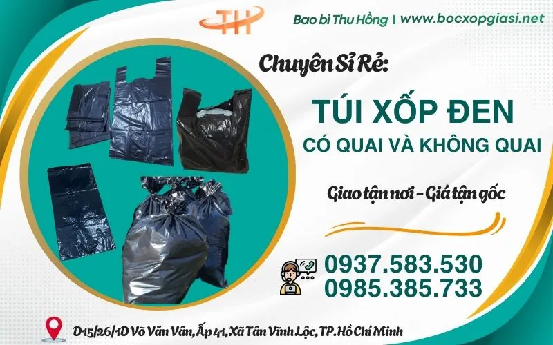 Túi đen bóng có quai, không quai chất lượng giá rẻ giao nhanh tận nhà