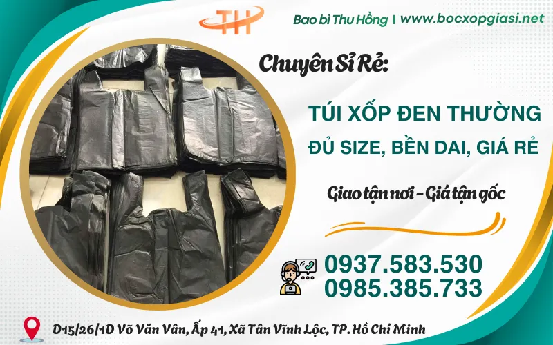 Túi xốp đen thường nhiều size đóng gói bao 25 kg giá sỉ rẻ