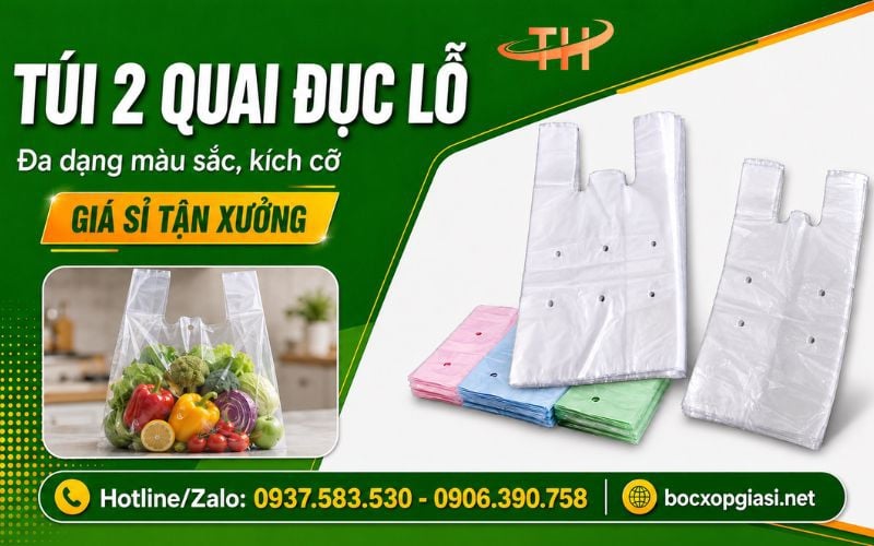 Sỉ túi xốp 2 quai đục lỗ đa dạng kích cỡ và màu sắc tại TPHCM