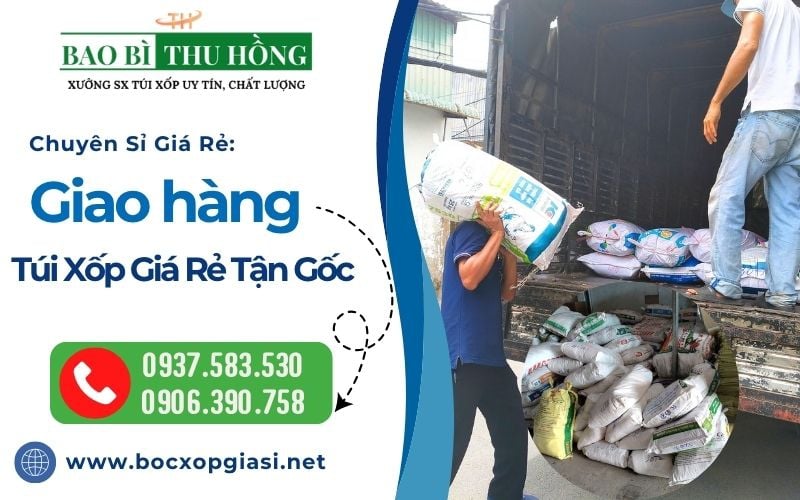 Hoạt động giao hàng túi xốp các loại giá sỉ cho cửa hàng bao bì tại kho Thu Hồng