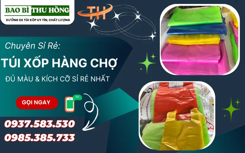 Túi Xốp 2 Quai Hàng Chợ Đa Màu Giải Pháp Đóng Gói Giá Sỉ Tiện Lợi