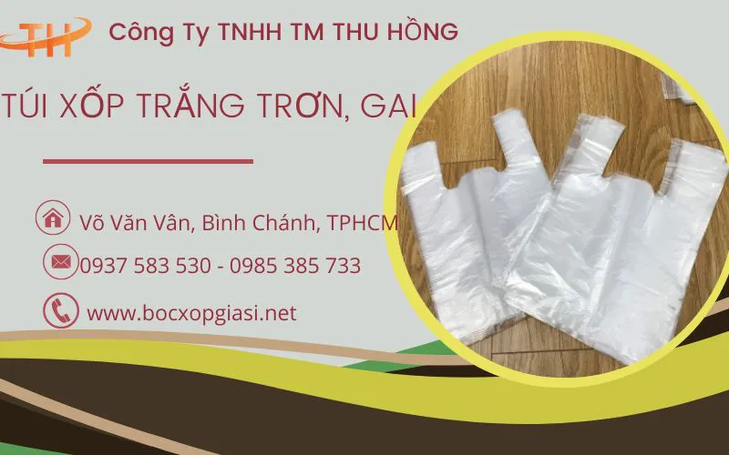 Túi xốp 2 quai màu trắng hàng chợ giá rẻ nhất TPHCM