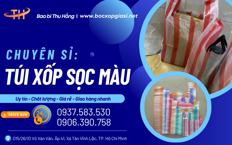 Túi xốp sọc màu đựng hàng giá sỉ tận xưởng
