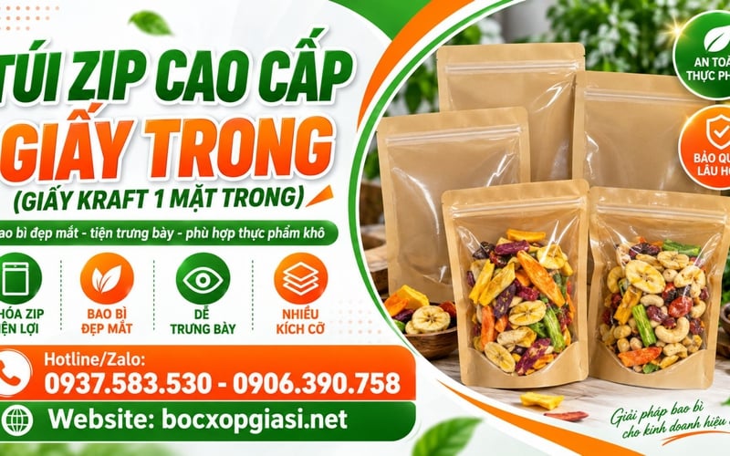 Túi zip cao cấp giấy trong nhiều kích thước giá sỉ