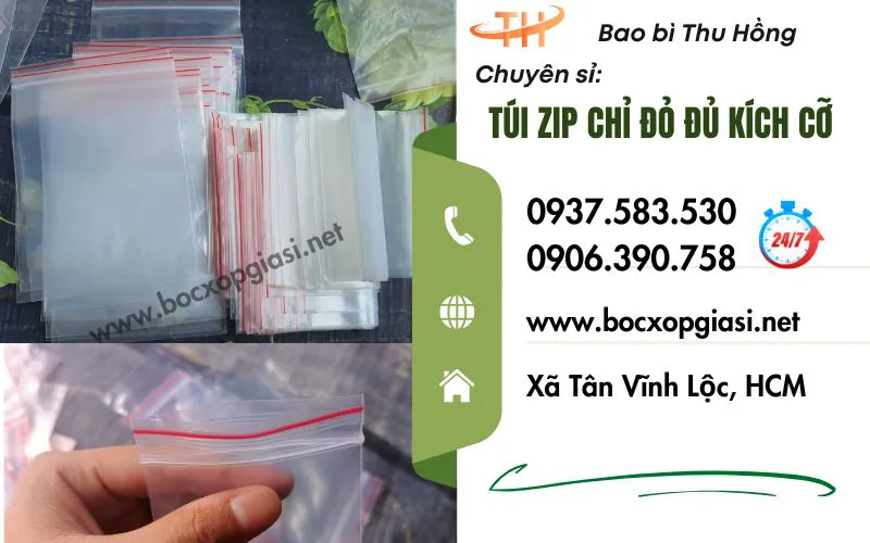 Nơi bán sỉ túi zip chỉ đỏ đủ kích cỡ tin cậy nên mua