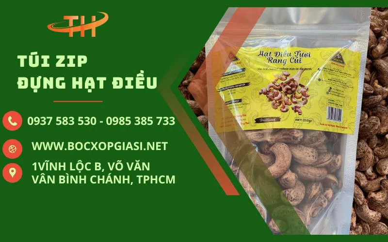 Bán Túi zipper đựng hạt điều 300gr, 500gr, 1kg 