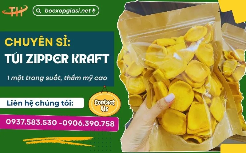 Chuyên sỉ túi zipper kraft 1 mặt trong nhiều size tại HCM
