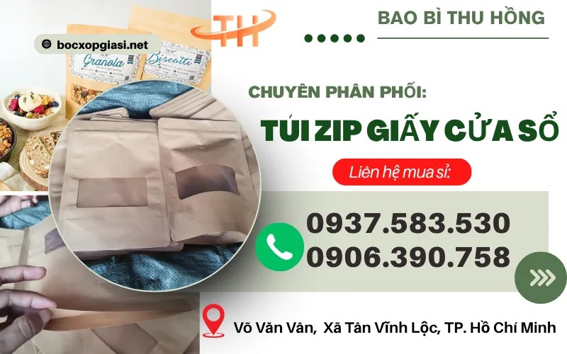 Mua sỉ túi zipper giấy có cửa sổ tại HCM – Giải pháp bao bì sang trọng, thân thiện môi trường