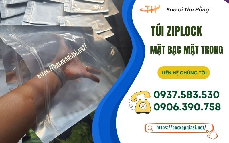 Túi Ziplock 1 Mặt Trong 1 Mặt Bạc Đáy Đứng Dễ Trưng Bày Sản Phẩm