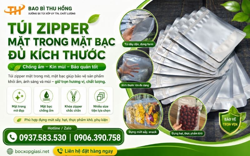 Túi zipper mặt bạc mặt trong mua sỉ ở đâu uy tín giá tốt nhất