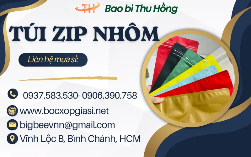 Túi nhôm bạc 8 cạnh đáy đứng khóa kéo đủ màu và kích cỡ giá sỉ