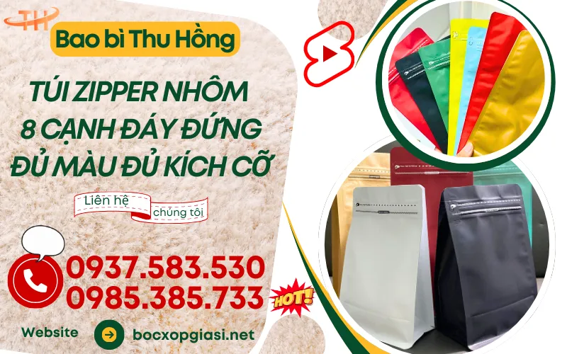 Cần mua túi nhôm đáy đứng 8 cạnh giá sỉ