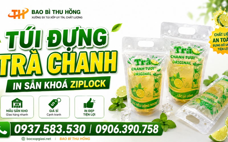 Túi đựng trà chanh in sẵn đẹp mắt giá sỉ