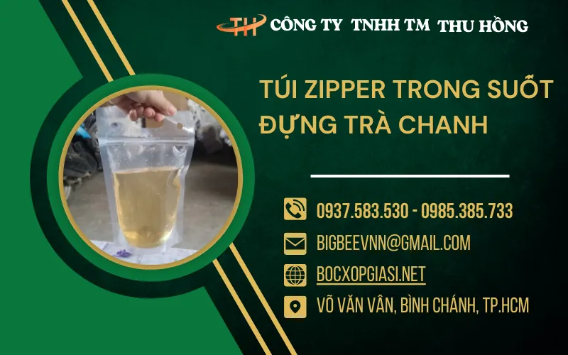 Túi zipper trong suốt đựng trà chanh trà sữa giá sỉ rẻ