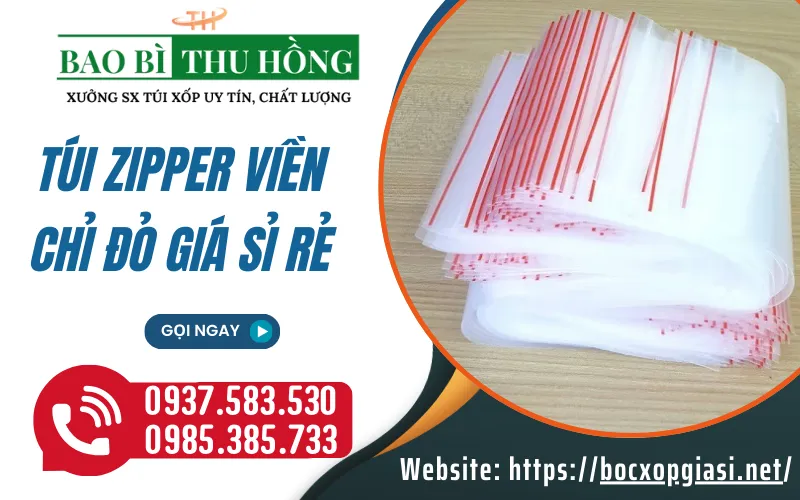 Giá bán sỉ túi zipper chỉ đỏ cho đại lý