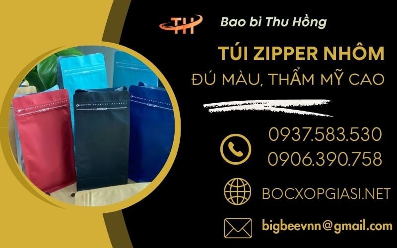 Túi Zipper Nhôm Bạc Đáy Đứng Bảo Quản Thực Phẩm Khô Giá Sỉ Tại Kho