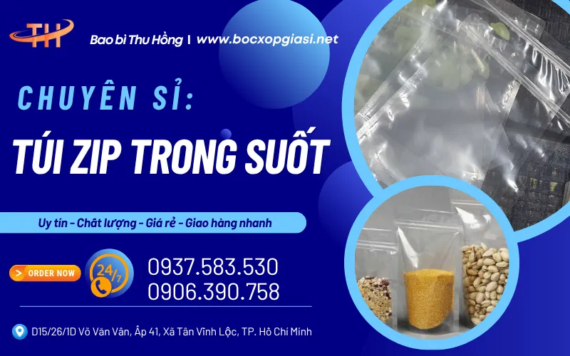 Túi zip nhựa khóa kéo trong suốt bền dẻo bỏ sỉ giá