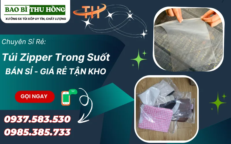 Mua túi zipper trong suốt đựng quần áo, đồ gia dụng giá sỉ, miễn phí giao tại HCM