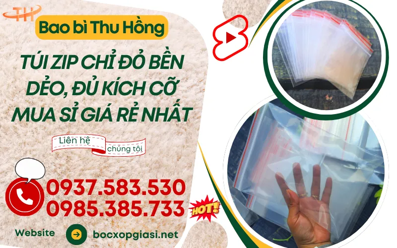 Túi Zip Chỉ Đỏ Giá Sỉ Cho Doanh Nghiệp Đại Lý Giao Hàng Tận Nơi