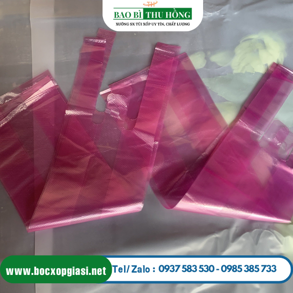 Túi xốp 2 ly gai màu hồng Túi xốp 2 ly gai màu hồng