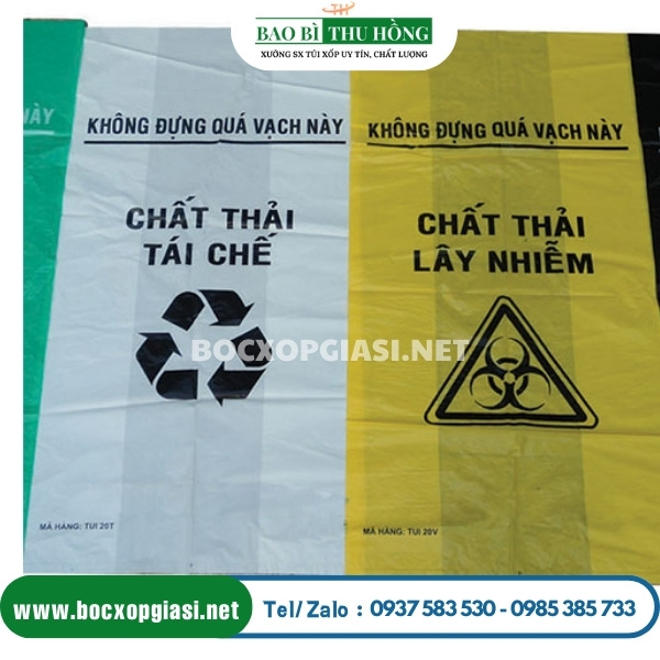 Túi nilon đựng chất thải tái chế màu trắng Túi nilon đựng chất thải tái chế màu trắng