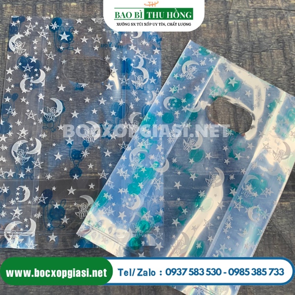 Túi hột xoài pp in màu xanh in họa tiết mặt trăng, sao, bong bóng dễ thương Túi hột xoài pp in màu xanh in họa tiết mặt trăng, sao, bong bóng dễ thương