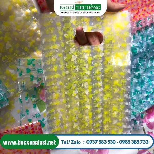 Túi hột xoài PP in sẵn hình màu vàng Túi hột xoài PP in sẵn hình màu vàng