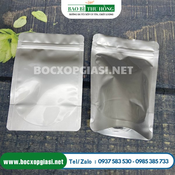 Túi zip tráng nhôm 2 mặt đáy đứng 15x22cm Túi zip tráng nhôm 2 mặt đáy đứng 15x22cm