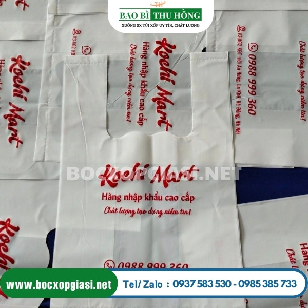 Túi xốp siêu thị 2 quai trắng sữa cho các cửa hàng kinh doanh Túi xốp siêu thị 2 quai trắng sữa cho các cửa hàng kinh doanh