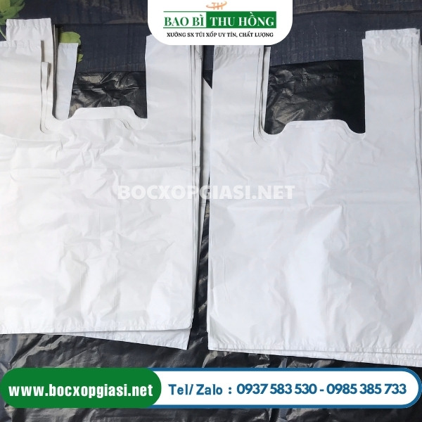 Túi nilon 2 quai màu trắng sữa Túi nilon 2 quai màu trắng sữa