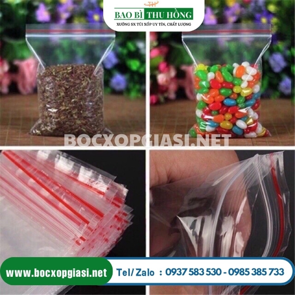 Túi zipper chỉ đỏ đựng bánh kẹo, các loại hạt, thực phẩm khô Túi zipper chỉ đỏ đựng bánh kẹo, các loại hạt, thực phẩm khô