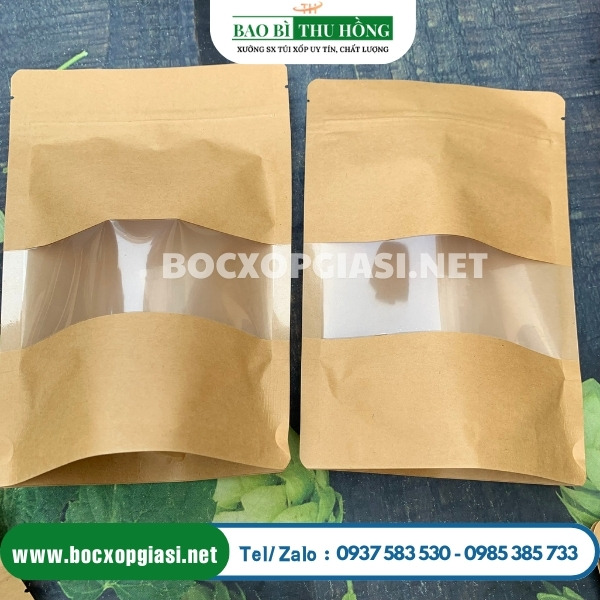 Túi zip giấy có cửa sổ trong tràn viền Túi zip giấy có cửa sổ trong tràn viền