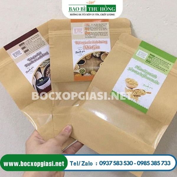 Túi zip giấy đáy đứng đựng bánh kẹo, các loại hạt, thực phẩm khô các loại