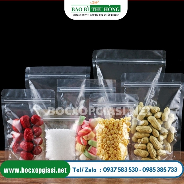 Túi zip trong đáy đứng đựng bánh kẹo, các loại hạt, thực phẩm các loại Túi zip trong đáy đứng đựng bánh kẹo, các loại hạt, thực phẩm các loại