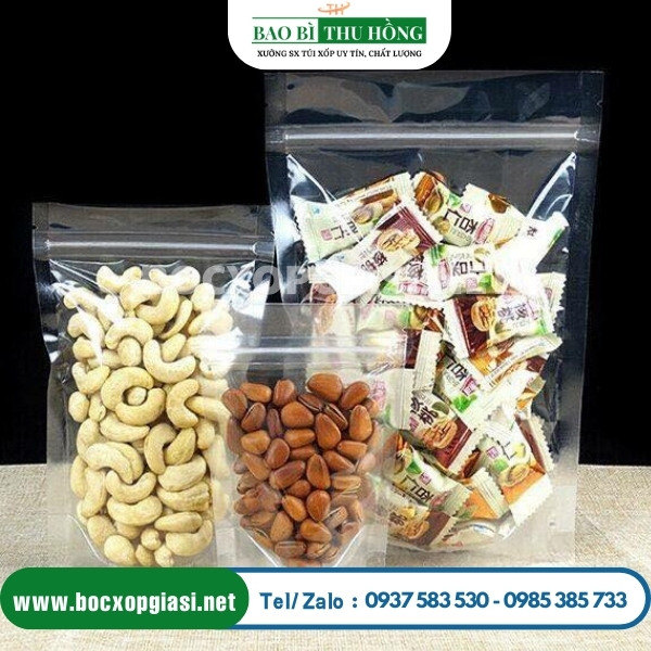 Túi zipper trong suốt đựng hạt điều Túi zipper trong suốt đựng hạt điều
