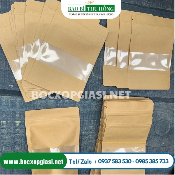 Dòng túi zipper giấy có cửa sổ đựng thực phẩm khô