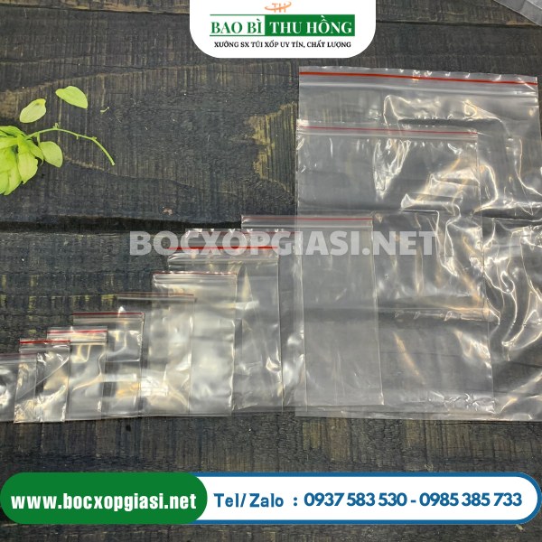 Túi zip chỉ đỏ bấm vuốt miệng Túi zip chỉ đỏ bấm vuốt miệng