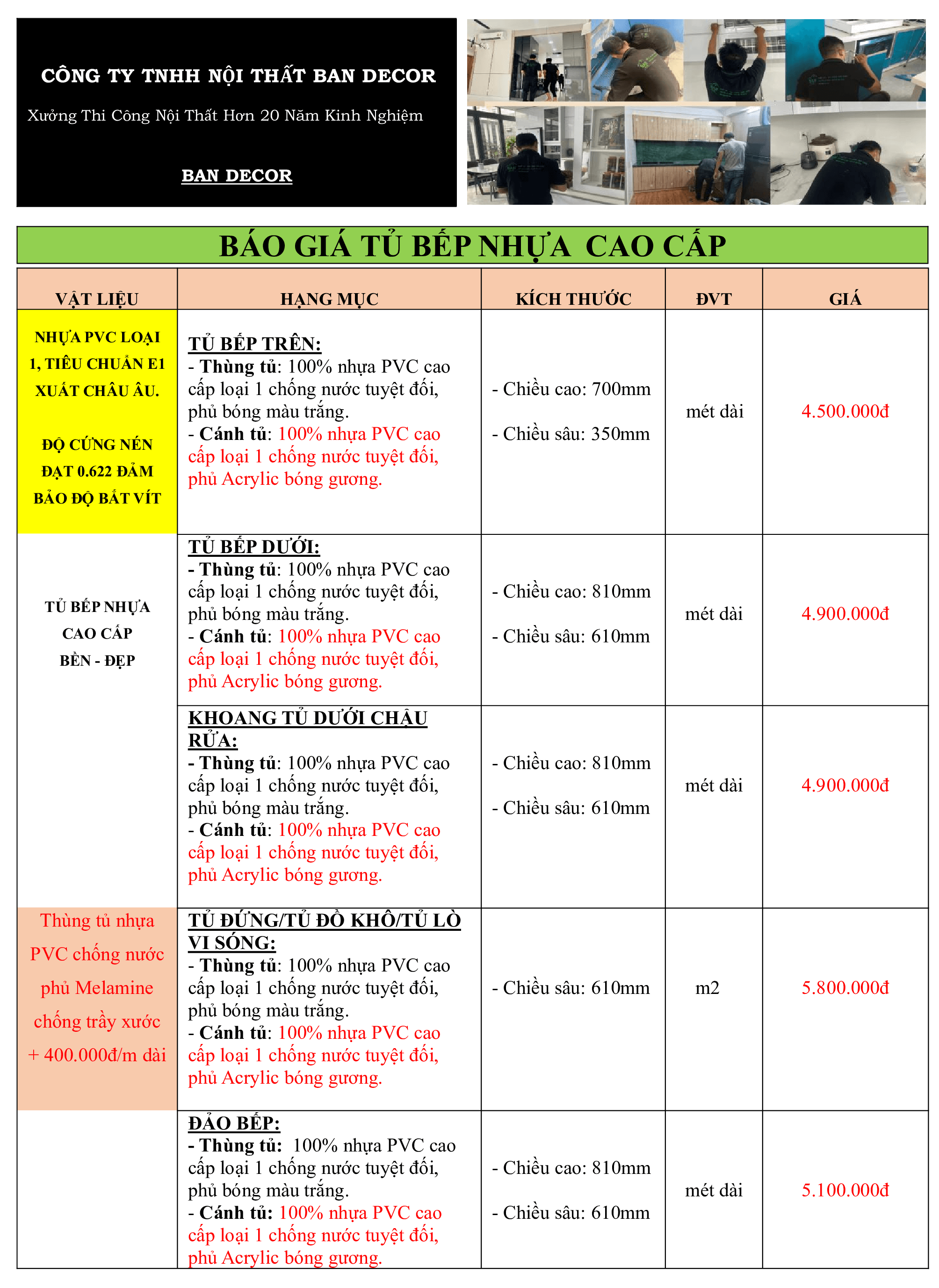 Tủ bếp nhựa cao cấp