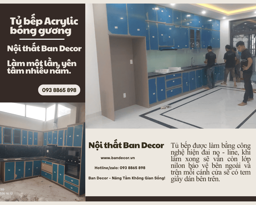Kinh nghiệm thi công tủ bếp Acrylic