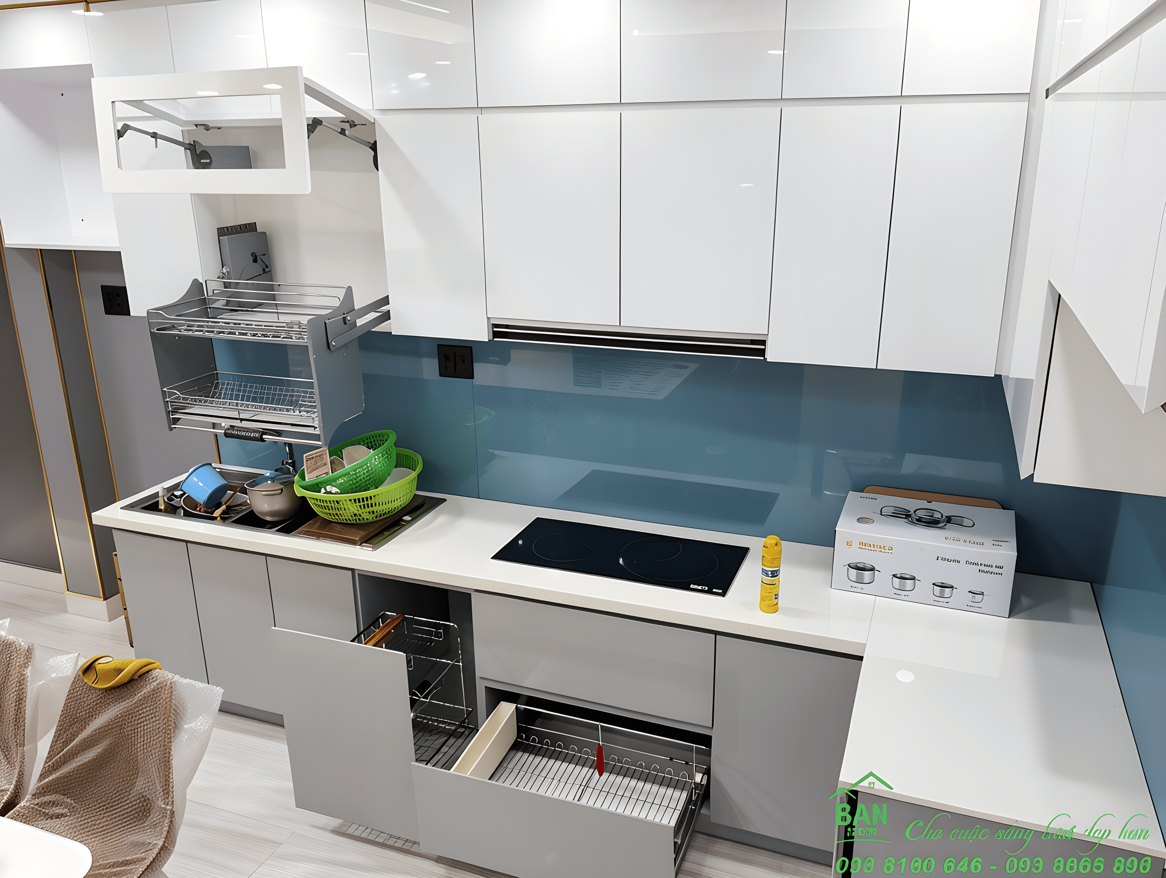 Công trình thực tế thi công tủ bếp acrylic