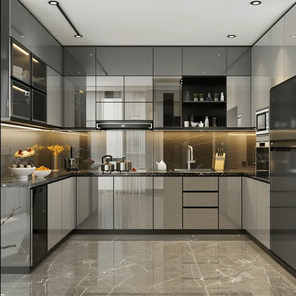 TỦ BẾP CÁNH KÍNH BK 02