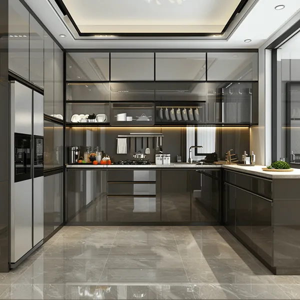 TỦ BẾP CÁNH KÍNH BK 02